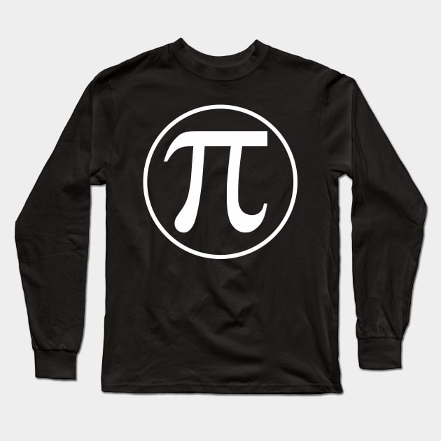 Pi Logo - Pi Symbol in a Circle - White Text Long Sleeve T-Shirt by Lyrical Parser